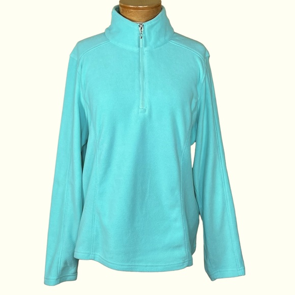 IZOD Women’s 1/4 Zip Aqua Polar Fleece Top Size Medium EUC - Picture 1 of 12